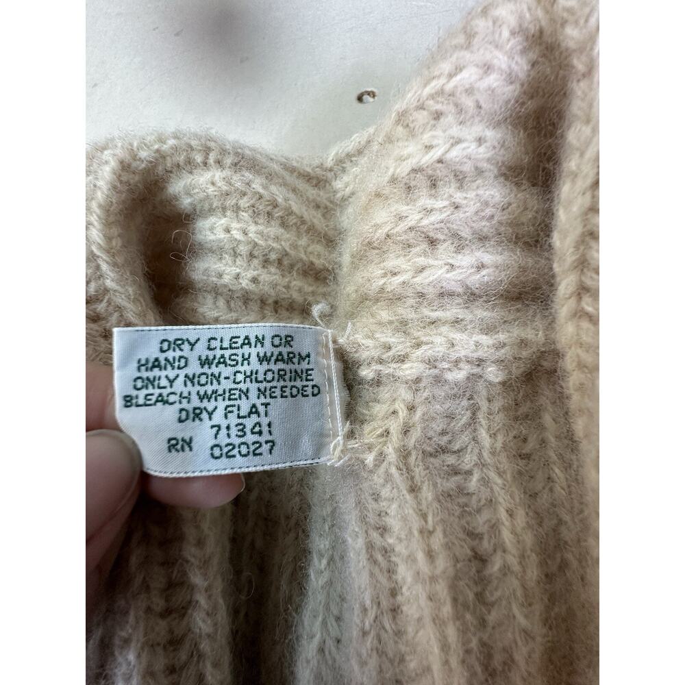 Vintage LL Bean Shetland Wool Cardigan Single Button Ribbed Knit Beige Small - Picture 15 of 16